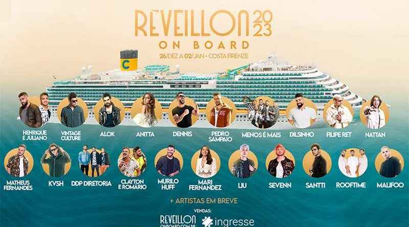 Réveillon On Board 2023: maior evento no mar já realizado no país terá Anitta, Alok, Dennis e Dilsinho, entre mais de 20 atrações